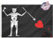 Mosprovie BlackBeard Edward Teach Piratenflagge, 5 x 7,6 cm, für den Außenbereich, doppelseitig, strapazierfähig, 3-lagig, schwarze Bart-Flagge, 5 x 7,6 cm, Edward Teach Skelett, Speer, Herz, Toast