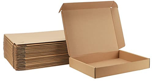 HORLIMER 20 Pack Shipping Boxes, 13x10x2 inches Brown Corrugated Cardboard Mail Boxes, Packaging Boxes for Mailing, Business