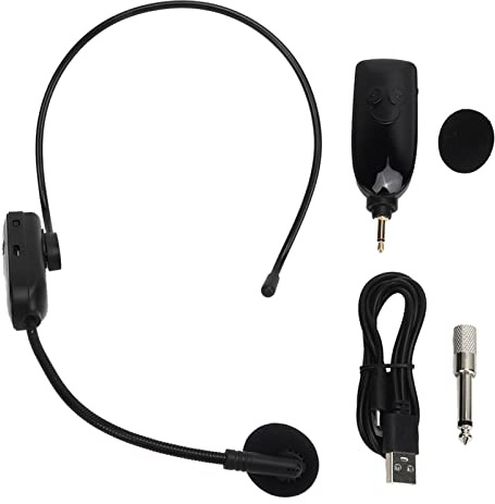 Kabelloses 2,4-G-Mikrofon-Headset, 25 M Reichweite, Arbeitszeit 15 Stunden, UHF-Mikrofonkopftragemikrofon, Kabelloses Headset-Mikrofon für Unterricht, Sprachaufzeichnung