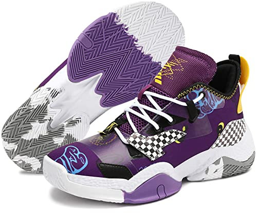 Scarpe da Basket Uomo Scarpe da Ginnastica Traspirante Outdoor Sport(B Viola,40EU)