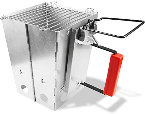 Mi hogar Anzündkamin klappbar für Holzkohle – Faltbarer Grillkohle Kamin Anzünder mit hitzebeständigem Griff, Tragbar & Effizient für BBQ, Camping & Outdoor Grillen