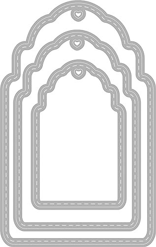 Rayher Stanzschablonen Anhänger, mit Steppnaht am Rand, Set 3teilig, Anhänger 3 Größen, für Papiergestaltung, Kartengestaltung, Scrapbooking und vieles mehr, Prägeschablonen, Stahl, 50286000
