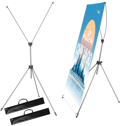JACNITAD Bannerständer mit Rahmen, verstellbare Größe 58,9 x 160,3 cm bis 81,3 x 200,3 cm, Aluminium, für Handel, Show und Schaufenster