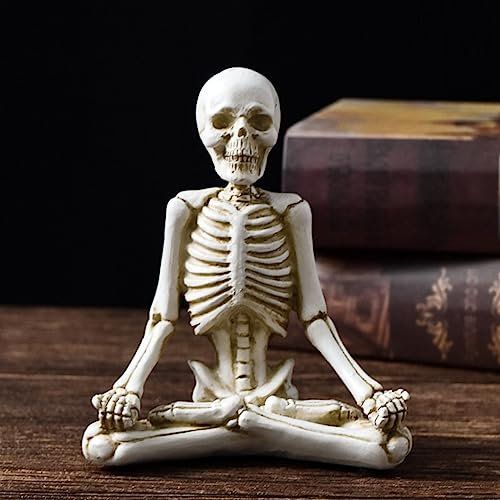 KARLOR Skelett Figur Tischdeko, Das Skelett der Meditation, Lustig schrecklich Skelett Halloween Skelette Deko Skelett Figur für Spukhaus-Requisiten Halloween Party Dekorationen