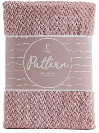 ESSEX - Kuscheldecke Pattern, 150 x 200 cm, Decke, 100% Polyester, Sofadecke - Rosa