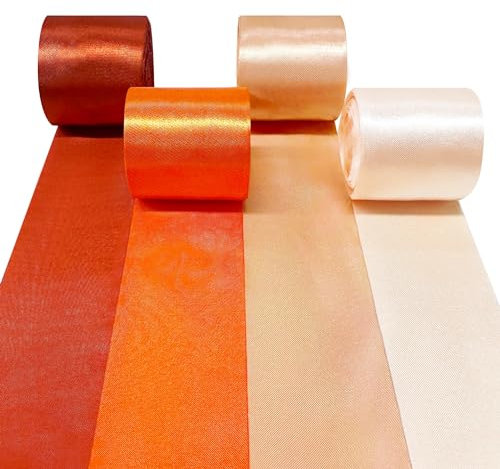 60m Orangefarbenes Satinband 50mm Breit Ombre-Orange-Band für DIY-Bastelarbeiten Geschenke Verpackungen Einladungskarten Party-Hintergrund Hochzeit Bachelorette Geburtstag Brautparty Herbst Deko