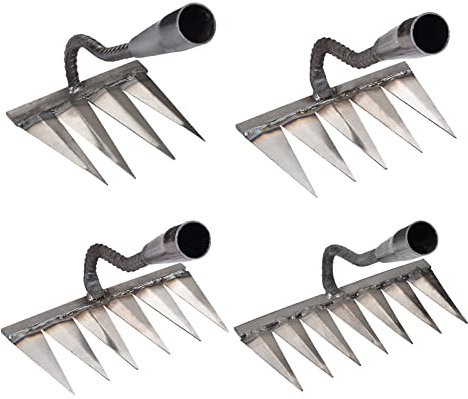 4 Râteau De Jardin, Râteau De Désherbage, Râteau Déchaumeur De Jardin, Râteau De Scarificateur De Jardin 4 5 6 7 Dents, Râteau en Acier Au Carbone, Râteau À Gazon pour Désherber/dé êler/semer