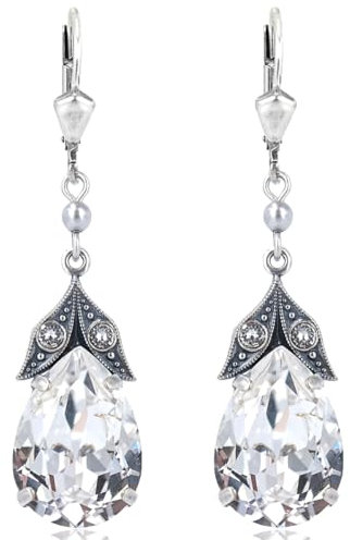 Nobel Silber-Ohrhänger Vintage Kristalle Crystal romantische Ohrhänger Tropfen