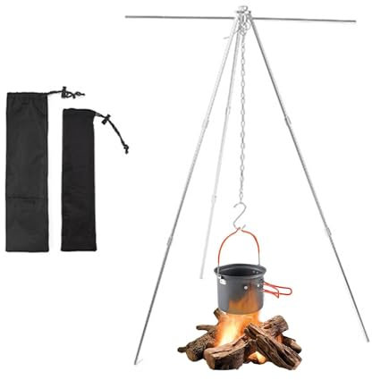 Soporte para trípode para campamento,Soporte para trípode para acampar - Percha para trípode para barbacoa - Trípode para acampar para barbacoa, suspensión versátil para trípode para ollas y