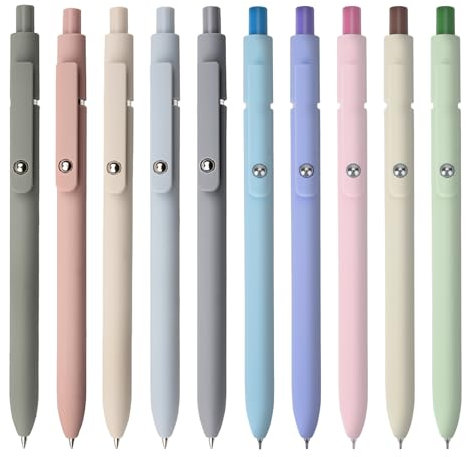 DIBALIYI 10 Stück 0,5 mm Gel Kugelschreiber für Schreiben, Schwarz Mine Stift Einziehbare Gelschreiber, Tagbuchschreiben und Notieren für Büro Zuhause Schule (10PCS)