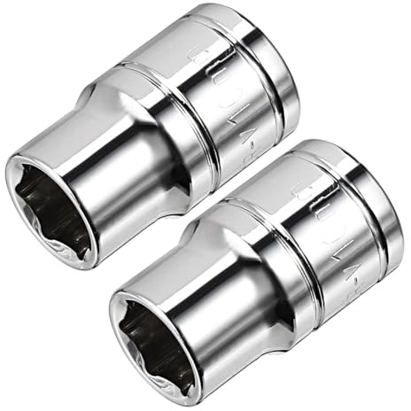 TOP-VIGOR 2Pcs 3/8-Inch Drive 10mm 6-Point Shallow Socket, Metric, Cr-V Drive Socket for Auto Repairing and Household