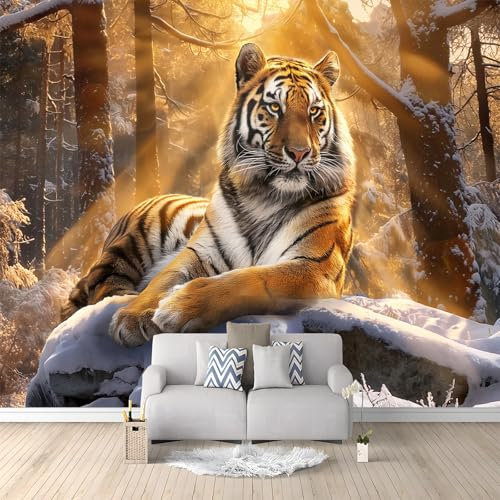 Photo Wallpaper Animals Tiger Forest 200x140 cm Non-Woven Murals Wall Papers, 3D Large Poster Mural Bedroom Living Room Sofa TV Backdrop Wall Murals Wallpaper