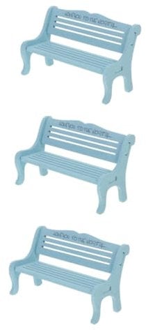 ibasenice 3pcs Mini Chair Decoration Doll House Miniature Bench Furniture Model Mini House Furniture Doll House Furniture Adorn Miniature Bench Decor Doll House Mini Bench Blue Wood