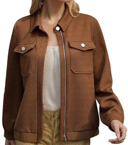 Generico Piumino Donna Inverno Giacca Europea e Americana da Donna Casual alla Calda Autunnale Maillard Giacca Oro Rosa (Coffee, L)