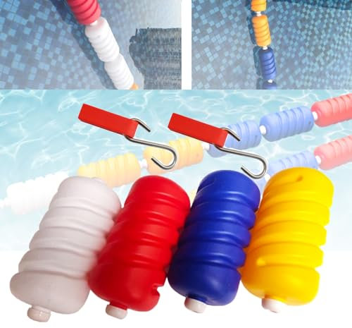 3,3 bis 60 Fuß Lange schwimmende Sicherheitstrennleine für Schwimmbecken mit 2 Haken, Anti-Wellen-Sicherheitsseil für Schwimmbecken zum Trennen von Bahnen für Schwimmwettbewerbe im flachen Wasser