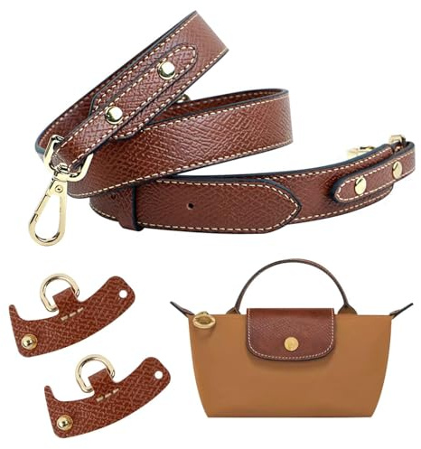 gexuamz Schulterriemen aus Leder für Longchamp Minitaschen, Verstellbarer Henkelriemen für Mini Bag, Schultergurt für Taschen Braun Mini Schulranzen Strap, （2,5cm Breite 120cm Länge