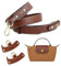 gexuamz Schulterriemen aus Leder für Longchamp Minitaschen, Verstellbarer Henkelriemen für Mini Bag, Schultergurt für Taschen Braun Mini Schulranzen Strap, （2,5cm Breite 120cm Länge