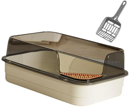MagiDeal Caja de Arena para Mascotas con Tapa Abierta, arenero con Pala para Arena, Bandeja para Arena para Gatos, Cuenco para tamizar Arena para Todo Tipo de, Blanco