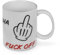 TIENDA EURASIA – Taza Fuck Off | Color Blanco, Rojo y Negro | 8x9.5 cm | Material Cerámica | Taza Divertida | Capacidad 250 ml | Diseño de Dedo Medio con el Dedo Interior | Tazas de Cafe