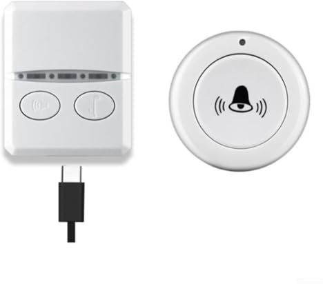 Hasaller Type-C Wireless Doorbell Remote Controll Receiver Smart DoorBell DC 5V RF433 MHz Wireless Doorbell USB Wireless Doorbell with Remote Control 30 Music USB Door Bell(White remote control)