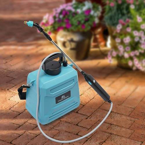 WindWilder Sprühgerät 8L, Akku Drucksprüher, Gartenspritze Sprühgerät mit Batterie, Gartensprüher Sprühlanze mit 3 Düsen, Sprühgerät mit 66cm Teleskopstange Grü, Gartensprühgerät für Pflanzenschutz