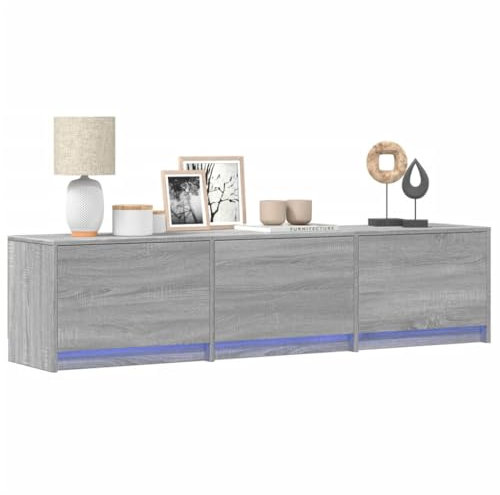 WKIEQACO Centres de divertissement et meubles TV, meuble TV avec LED gris Sonoma 165 x 34 x 40 cm en bois d'ingénierie