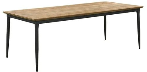 OUTLIV. Gartentisch Monet, 220x100cm, Aluminiumgestell, Tischplatte Teak, wetterfest & nachhaltig, rechteckiger Outdoor-Esstisch, anthrazit/Natur