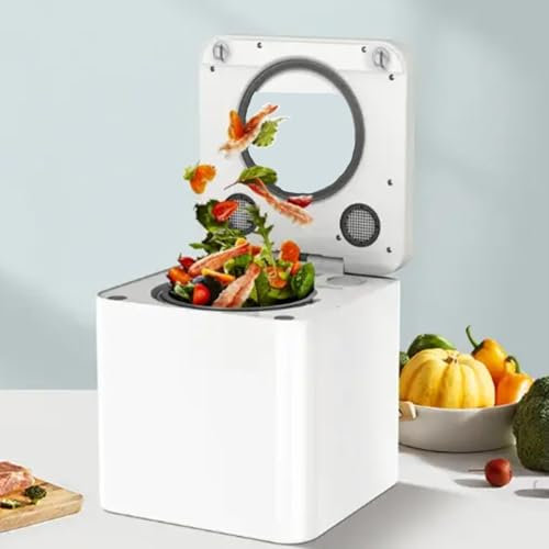 HCAUYNN Dissipatore di Rifiuti Alimentari per Uso Domestico, Compostatrice per Rifiuti Alimentari da 3,3 L, Contenitore per Compost Rimovibile, con Display Digitale A LED/Filtro,220V