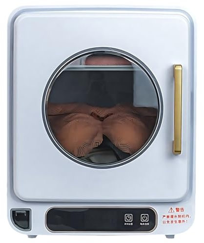 FHRKA Compact Vented Tumble Dryer, 120W Clothes Dryer Machine, Independent Water Collection Box and Visual Cabin Window (White)