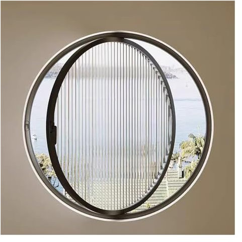 Ventanas Batientes Ventanas Redondas Para Casas Móviles, Ventana De Vidrio Templado Con Eje Central Giratorio Para Ático, Sótano, Baño, Ventana De Ventilación De 60, 70, 80 Y 100 Cm(Changhong glass,10
