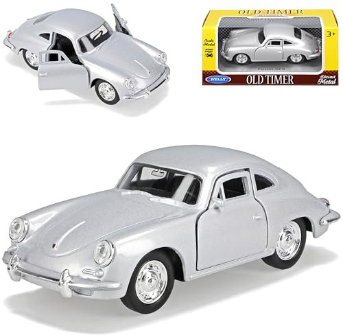 Welly Porsche 356b Coupe Silber 1959-1963 ca 1/43 1/36-1/46 Modell Auto mit individiuellem Wunschkennzeichen