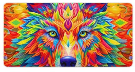 Tapis de Souris de Jeu coloré Wolf, Grand Format, avec Bords Cousus, Base antidérapante en Caoutchouc Naturel, pour Gamer, Bureau, Maison, 30 x 60 cm