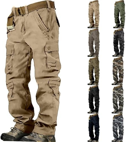 Pantalon cargo de combat pour homme, coton respirant, pantalon de randonnée de couleur unie, pantalon décontracté avec 8 poches, sans ceinture, pantalon de travail tactique militaire léger et doux, XL