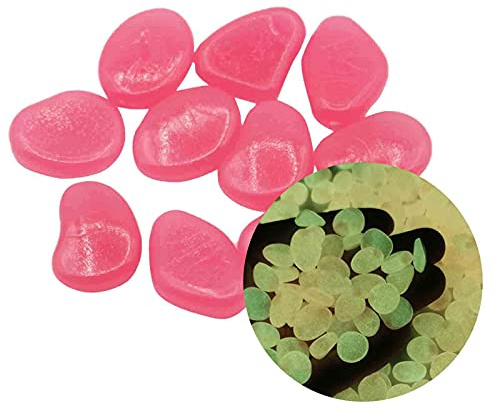 Schildkröten-Trittstein-Spiel, leuchtende Aquarien, die Kieselsteine im Dekor für Garten, dunkles Leuchten, 300 Stück, Deko-Kies für Pflanzen (Rosa, Einheitsgröße)