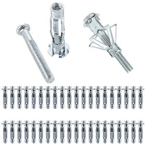 DAJAVE 40 Stück Hohlwanddübel Metall M8 Hohlraumdübel Set, Verzinkt Hohlwanddübel, Spreizdübel M8 für Gipskartonplatten