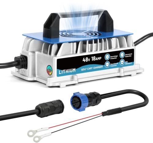 58.4V 18A LiFePO4 Charger with IP67 Waterproof for 48V Lithium Batteries | 0V Activation, 3-Stage Smart Charging, Built-In Cooling Fan, Ideal for RV, Boat, Golf Buggy, Forklift, Solar Systems