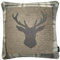 McAlister Textiles Stag | Hirsch-Motiv Kissen inkl. Füllung 43cm x 43cm in Anthrazit Grau | Rückseite Tartan kariert | Deko Kissen für Sofa, Couch, Sessel