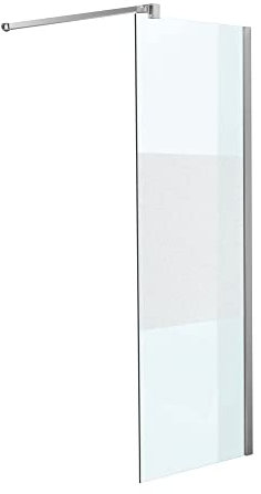 CLP Edelstahl-Duschabtrennung, Nano Glas, Haltestange: RECHTECKIG (bis zu 3 Glasfarben und 20 Größen wählbar), Farbe:halbmilchglas, Größe:140x200x100 cm