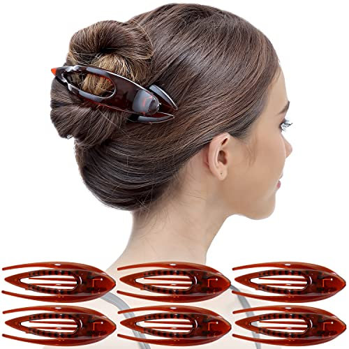 RC ROCHE 6 Stück Haarspange Haarklammer Französisch Geschwungen für Damen Mädchen Fester Halt Ohne Rutschen Hochwertig Haare Hochstecken, Klein Braun
