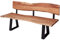 FineBuy Esszimmerbank 160x85,5x60 cm Akazie Massivholz Bank mit Baumkante, Sitzbank Holzbank mit Lehne, Küchenbank Essbank Holz Landhausstil, Baumstamm Küchensitzbank 3 Sitzer Massiv