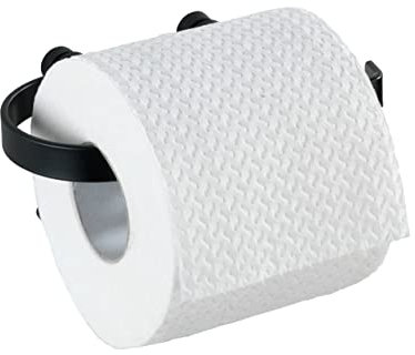 WENKO Toilettenpapierhalter Classic Plus Black - Rollenhalter mit hochwertigem Rostschutz, Stahl, 15 x 7.5 x 10 cm, Schwarz