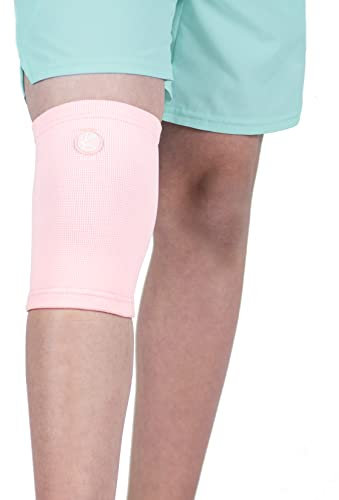KARM Rodillera para niños - Rodillera de compresión juvenil para niños - Niños y niñas | Rodillera infantil para dolor de rodilla, deportes, fútbol, baloncesto y gimnasia (rosa claro)