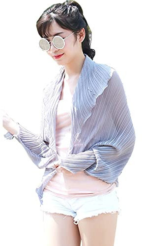 Châles Femme été Mousseline de Soie Écharpe de Plage Anti-UV Boléro Longue Plissé Foulard Respirant Étole Léger Veste de Sport Cardigan Douce Gilet pour Voyage Conduire Cadeau