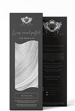 Foxy Locks Clip In Wrap Ponytail Human Remy Hair Extension Piece - 20 + Shades (12, Silver Fox (#90A))