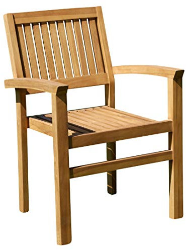 ASS ECHT Teak Design Gartensessel Miami Gartenstuhl Sessel Holzsessel Gartenmöbel Stapelstuhl Stapelsessel Teakholz sehr robust stapelbar