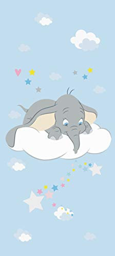AG Design Dumbo Looking Down Disney Fleece Photographic Wallpaper for Children's Bedroom 90 x 202 cm FTDN V 5490, Blue, 0.9W x 2L m