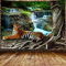 Tiger Tapisserie Tier Wandbehang Tropischer Regenwald Wasserfall Landschaft Wandteppich Boho Dekor für Wohnzimmer Schlafsaal Schlafzimmer Zuhause (179,8 x 229,9 cm)