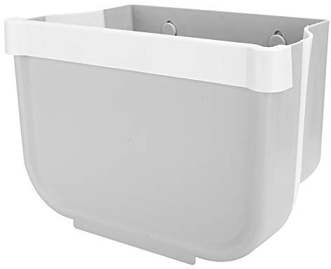 Lazmin Contenedor de basura sin perforaciones Bote de basura Cubo de basura Cocina plegable(Trumpet-Gray)