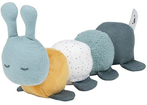 Nattou Aktiv-Kuscheltier aus Baumwolle und Polyester, Kuscheltier-Raupe mit Rassel und Quietsche, Für Neugeborene und Frühchen, 26 cm, Lapidou, Grün