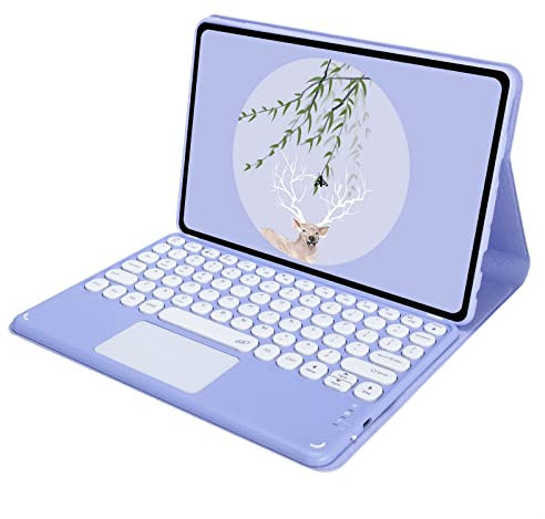 BAUBEY Keyboard Case for All-New Kindle Fire HD 10 and Fire HD 10 Plus Tablet (Only Compatible with 11th Generation 2021 Release)- Leather Cover with Touchpad Detachable Bluetooth Keyboard (Purple)